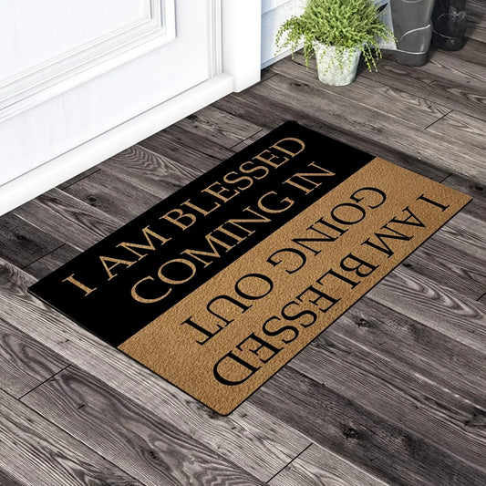 Blessed Inspirational Quote Doormat Anti-Slip Backing Mat Entryway Indoor Rug