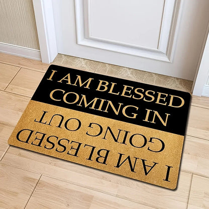 Blessed Inspirational Quote Doormat Anti-Slip Backing Mat Entryway Indoor Rug