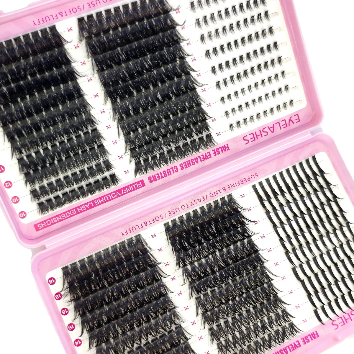 DIY Lash Extension Kit Clusters Individual Eyelashes Kit Mix Styles 10-18mm with Bond and Seal Eye Makeup Tool