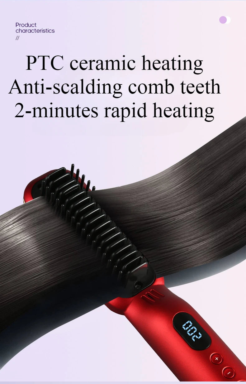 Portable Hair Straightener Comb & Curling Comb