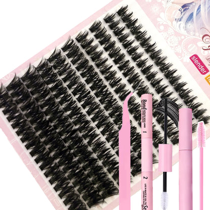 DIY Lash Extension Kit Clusters Individual Eyelashes Kit Mix Styles 10-18mm with Bond and Seal Eye Makeup Tool