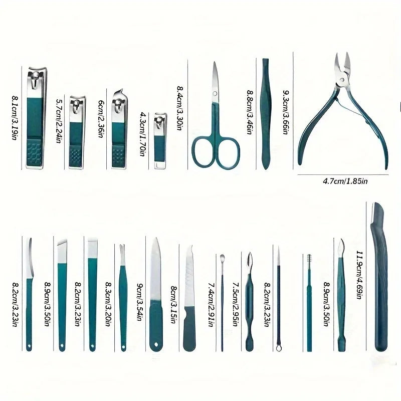 Professional Nail Care Kit Stainless Steel Manicure & Pedicure Set Nail Clipper Set with Travel Case