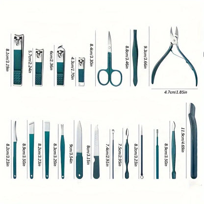Professional Nail Care Kit Stainless Steel Manicure & Pedicure Set Nail Clipper Set with Travel Case
