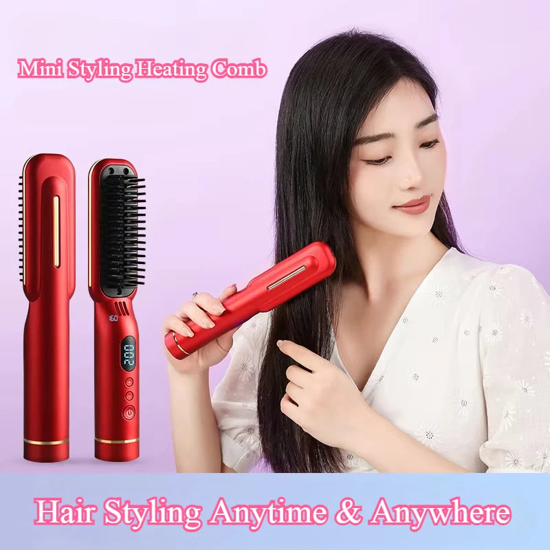Portable Hair Straightener Comb & Curling Comb