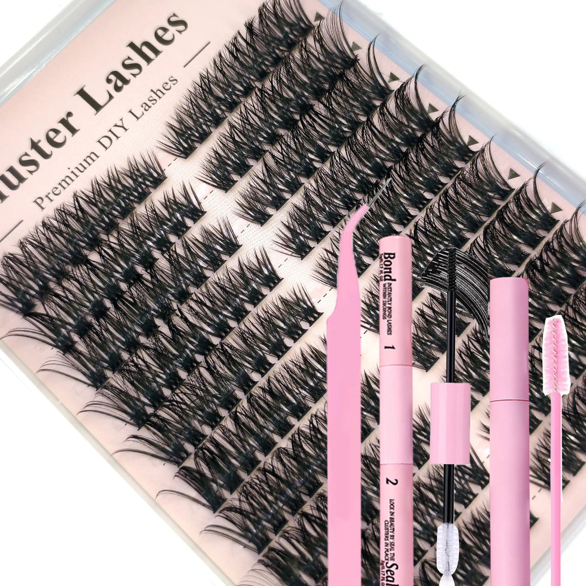 DIY Lash Extension Kit Clusters Individual Eyelashes Kit Mix Styles 10-18mm with Bond and Seal Eye Makeup Tool